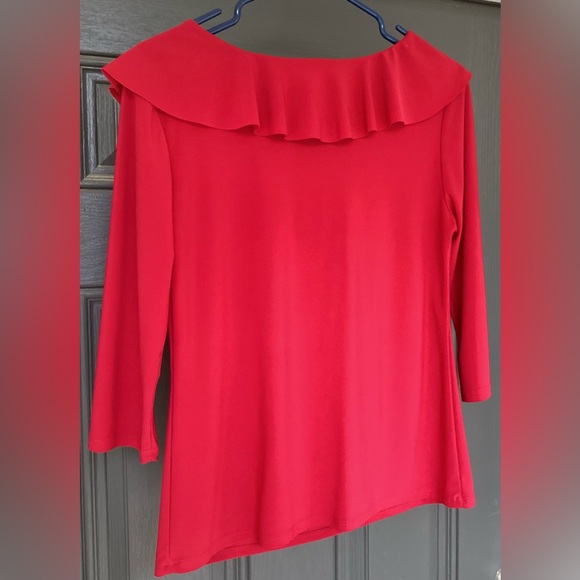 Women's Red Ruffle Top - Picture 6 of 7